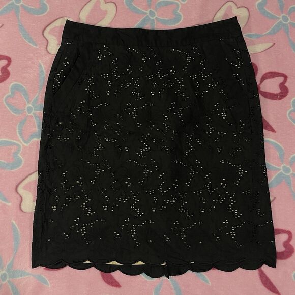 Ann Taylor Loft Petite Size 2 Black/Ivory Critchet Whimsigoth Midi Skirt - Picture 1 of 4